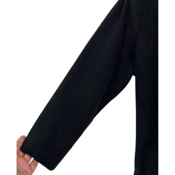 Quacker Factory Black Zip-Up Hooded Fleece Jacket Rhinestone Zipper Pull Sz L - Picture 3 of 9